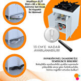 Modilayn ELİT 59,6 x 85 x 56 cm Gömme Set Ocak Altı 2 Kapaklı 2 Göz Raflı Hazır Mutfak Dolabı