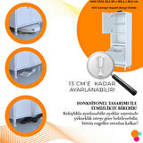 Modilayn NUR SÖKE ŞİLE 50 x 163,4 x 32,5 cm 2 Kapak 3 Bölmeli Kirli Çamaşır Sepetli Banyo Dolabı