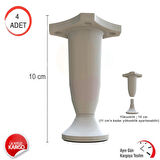 Alkur homeline 4 Adet 10 cm Plastik Beyaz Bingolu ( 1 cm Ayarlanabilir)