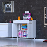 Modilayn EMİR 80x88x32,5 cm 1 Çekmece 2 Kapak 1 Raf 2 Bölme Çok Amaçlı Banyo & Mutfak Dolabı 