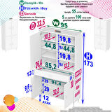 Modilayn YENİ AFRA 95 x 173 x 32,5 cm 1 Çekmece 4 Kapak 7 Raf 10 Bölme Çok Amaçlı Banyo & Mutfak Dolabı 