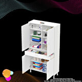 Modilayn YENİ AFRA 95 x 173 x 32,5 cm 1 Çekmece 4 Kapak 7 Raf 10 Bölme Çok Amaçlı Banyo & Mutfak Dolabı 