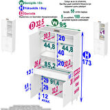 Modilayn AFRA 95x173x32,5 cm 1 Çekmece 3 Kapak 5 Raf 8 Bölme Çok Amaçlı Banyo & Mutfak Dolabı 