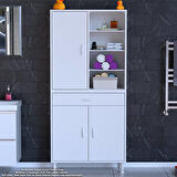 Modilayn AFRA 85x173x32,5 cm 1 Çekmece 3 Kapak 7 Raf 10 Bölme Çok Amaçlı Banyo & Mutfak Dolabı 