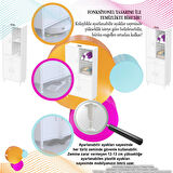 Modilayn AFRA 60x173x32,5 cm 1 Çekmece 3 Kapak 3 Raf 6 Bölme Çok Amaçlı Banyo & Mutfak Dolabı 