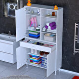 Modilayn AFRA 90x173x32,5 cm 1 Çekmece 3 Kapak 5 Raf 8 Bölme Çok Amaçlı Banyo & Mutfak Dolabı 