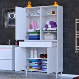 Modilayn AFRA 90x173x32,5 cm 1 Çekmece 3 Kapak 5 Raf 8 Bölme Çok Amaçlı Banyo & Mutfak Dolabı 