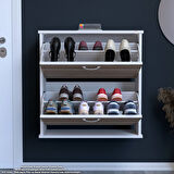 Modilayn UMAY Antre Hol 72x 78x 25, 5 cm’ lik 2 Düşer Kapak 4 Göz Bölmeli Ayakkabılık