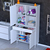 Modilayn AFRA 95x173x32,5 cm 1 Çekmece 3 Kapak 3 Raf 6 Bölme Çok Amaçlı Banyo & Mutfak Dolabı 