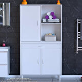Modilayn AFRA 95x173x32,5 cm 1 Çekmece 3 Kapak 3 Raf 6 Bölme Çok Amaçlı Banyo & Mutfak Dolabı 