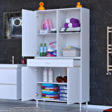 Modilayn AFRA 95x173x32,5 cm 1 Çekmece 3 Kapak 3 Raf 6 Bölme Çok Amaçlı Banyo & Mutfak Dolabı 