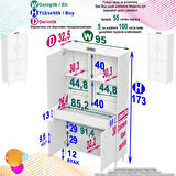 Modilayn YENİ AFRA 95x173x32,5 cm 1 Çekmece 4 Kapak 3 Raf 6 Bölme Çok Amaçlı Banyo & Mutfak Dolabı 