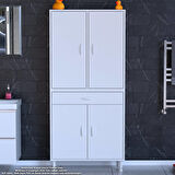 Modilayn YENİ AFRA 80 x 173 x 32,5 cm 1 Çekmece 4 Kapak 5 Raf 8 Bölme Çok Amaçlı Banyo & Mutfak Dolabı 