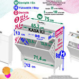 Modilayn EMİR 75 x 88 x 32,5 cm 2 Göz Sepetli kirli çamaşır banyo dolabı piratik çok foksiyonlu düzenleyici dolap