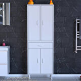 Modilayn YENİ AFRA 70x173x32,5 cm 1 Çekmece 4 Kapak 3 Raf 6 Bölme Çok Amaçlı Banyo & Mutfak Dolabı 