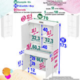 Modilayn YENİ AFRA 70x173x32,5 cm 1 Çekmece 4 Kapak 3 Raf 6 Bölme Çok Amaçlı Banyo & Mutfak Dolabı 