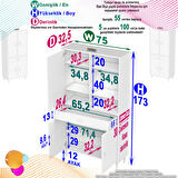 Modilayn YENİ AFRA 75 x 173 x 32,5 cm 1 Çekmece 4 Kapak 5 Raf 8 Bölme Çok Amaçlı Banyo & Mutfak Dolabı 