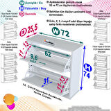 Modilayn UMAY Asma Antre 72 x 74 x 25,5 cm’lik 2 Düşer Kapak 4 Göz Raf Bölmeli Ayakkabılık