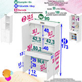 Modilayn AFRA 90x173x32,5 cm 1 Çekmece 3 Kapak 3 Raf 6 Bölme Çok Amaçlı Banyo & Mutfak Dolabı 