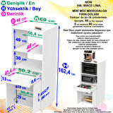 Modilayn BİRCE LİNA M-60 x 162,4 x 48 cm Çekmeceli Çok Amaçlı Fırın ve  Banyo & Mutfak Dolabı