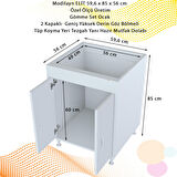 Modilayn ELİT 59,6 x 85 x 56 cm Gömme Set Ocak Tezgah Yanı Hazır Mutfak Dolabı