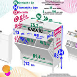 Modilayn EMİR 85 x 88 x 32,5 cm 2 Göz Sepetli kirli çamaşır banyo dolabı piratik çok foksiyonlu düzenleyici dolap