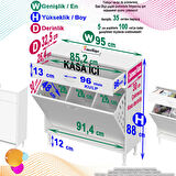 Modilayn EMİR 95 x 88 x 32,5 cm 3 Göz Sepetli kirli çamaşır banyo dolabı piratik çok foksiyonlu düzenleyici dolap