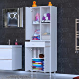 Modilayn AFRA 55x173x32,5 cm 1 Çekmece 3 Kapak 3 Raf 6 Bölme Çok Amaçlı Banyo & Mutfak Dolabı 