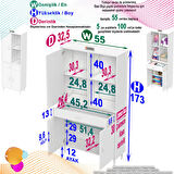 Modilayn AFRA 55x173x32,5 cm 1 Çekmece 3 Kapak 3 Raf 6 Bölme Çok Amaçlı Banyo & Mutfak Dolabı 