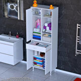 Modilayn AFRA 55x173x32,5 cm 1 Çekmece 3 Kapak 5 Raf 8 Bölme Çok Amaçlı Banyo & Mutfak Dolabı 