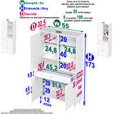 Modilayn AFRA 55x173x32,5 cm 1 Çekmece 3 Kapak 5 Raf 8 Bölme Çok Amaçlı Banyo & Mutfak Dolabı 