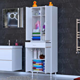 Modilayn YENİ AFRA 70 x 173 x 32,5 cm 1 Çekmece 4 Kapak 5 Raf 8 Bölme Çok Amaçlı Banyo & Mutfak Dolabı 