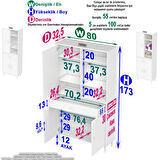 Modilayn AFRA 80x173x32,5 cm 1 Çekmece 3 Kapak 5 Raf 8 Bölme Çok Amaçlı Banyo & Mutfak Dolabı 