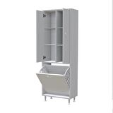 YENİ İNCİ 57x165 cm Üç Kapaklı Çok Amaçlı Kirli Çamaşır Sepetli Banyo Dolabı