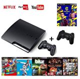 Sony Playstation 320gb + 2 adet sıfır gamepad + 20 adet dövüş ve yarış oyunları  Pes 22 Türkçe spiker ve hediyeler
