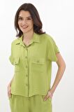 Viscon Crop İki Cepli Kısa Kollu Gömlek