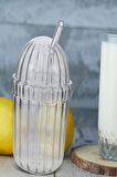 Kubbe Şekilli Oval Cam Kapaklı Isıya Dayanıklı Pinterest Çizgili Bardak Kahve Sunum Bardağı 430ml