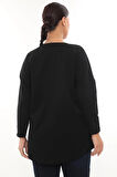 Rahat Kalıp Büyük Beden Kadın Bluz Uzun Kol Taş Detaylı