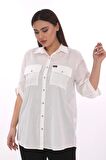 %100 Cotton Büyük Beden Natural Gömlek