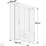 ABRE VM-34342 DORE CEVİZ VESTİYER PORTMANTO AYAKKABILIK