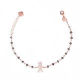 Zirkon Taşlı Pırlanta Montür Rose Altın Kaplama Iolite Rosary Çocuk Adam Gümüş Bileklik