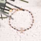 Zirkon Taşlı Pırlanta Montür Rose Altın Kaplama Iolite Rosary Çocuk Adam Gümüş Bileklik