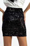 Pullu Payetli Mini Etek Parti Düğün Gece Mini Etek