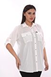 %100 Cotton Büyük Beden Natural Gömlek