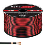 100 M Siyah Kırmızı Oto Tesisat Elektrik Hoparlör ve Led Kablosu Kordon 2X 0,75mm Makaralı