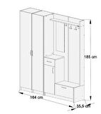 ABRE vm-343736 BEYAZ VESTİYER PORTMANTO AYAKKABILIK