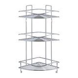 Banyo Köşe Rafı 3 Katlı Şampuanlık Paslanmaz Kancalı