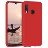 Samsung Galaxy A20 İnce Mat Silikon Kılıf Kırmızı