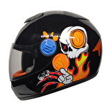 MTS Full Face Motosiklet Çocuk Kaskı K5 Skull Black