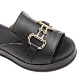 Hush Puppies Asan 624219 Hakiki Deri Kadın Terlik Siyah